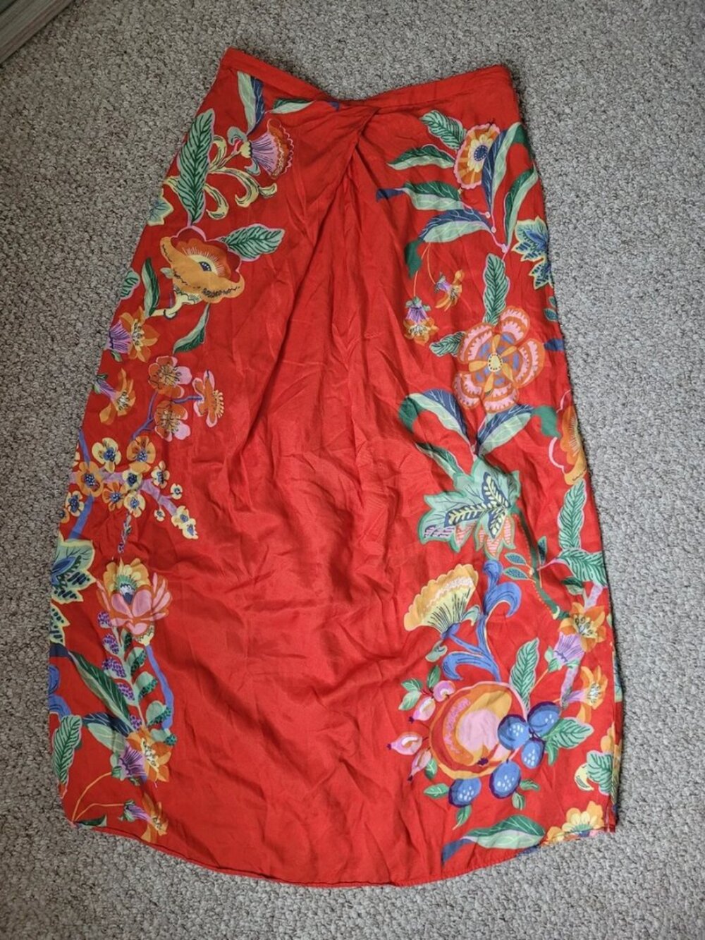 Anthropologie Strapless Pleated Column Colorful Floral Midi Dress size 1X - Picture 2 of 5